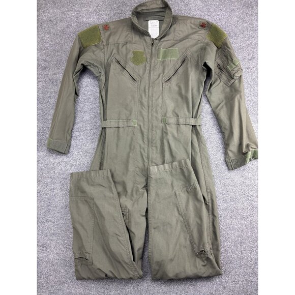 DJ Manufacturing Flight Suit Coveralls Mens 44L Green Flyers Fire Resistant - Picture 1 of 10